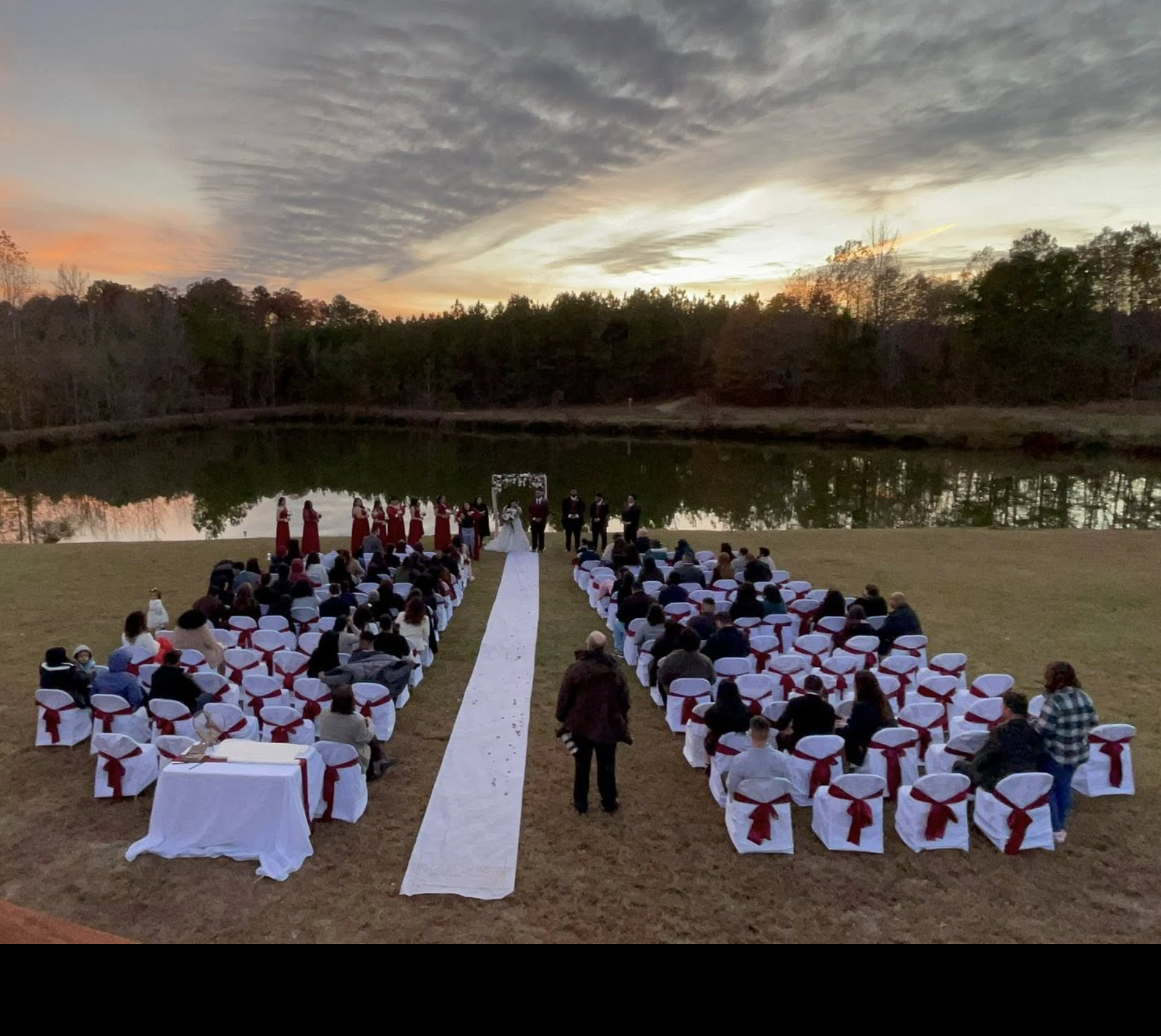 Beautiful outdoor wedding ceremony at the farm venue